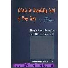 Criteria for readability level of prose texts with simple prose samples